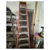 Red fiberglass step ladder