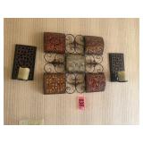 Decorative wall art set with metal scrollwork and