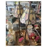 Pair of stained glass style lamps