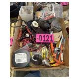 Box lot: Misc. hardware, wire, handtools, & shop
