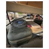 Outdoor cooler with wire basket and storage bin