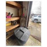 Contents of corner: shepherds hook, wooden