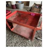 Red rolling utility cart, 2-tier metal shop cart