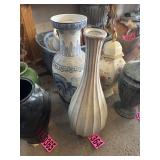 (2 pcs) Tall sculpture ceramic floor vase and