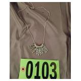 Silver toned gem womens necklace