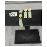 Vintage marked 14k yellow gold and green jade