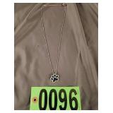 Womens necklace paw print pendant