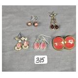 Various gold and silver tone earring sets
