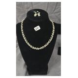 Vintage silver tone faux pearl and rinestone