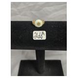 Vintage 14K gold jade ring - Chinese symbol