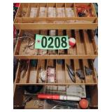 Old Pal fishing tackle box with contents