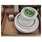 Flat of plates and playing cards