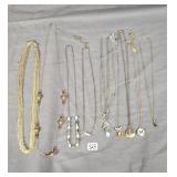 (9) various necklaces featuring pendants or