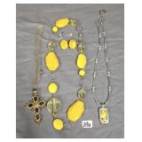 (3) large costume jewelry statement necklaces