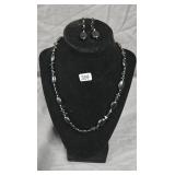 Black hematite bead necklace and dangle earrings