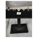 (5) marked 10k rings with gemstone settings