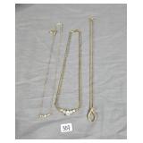 (3) gold tone necklaces with varying size