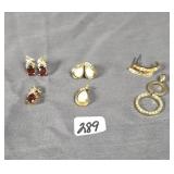 (3) gold toned pendant and earrings sets