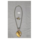 Tiger Eye gemstone set in marked 925 sterling