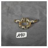 Gold toned tanzanite and cubic zirconia ring and