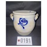 Antique salt glaze 3L stoneware crock with cobalt
