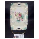 RS Prussia carnation mold relish tray w/ handles,