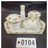 5pc Nippon hand painted  floral vanity set