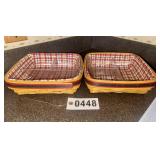(2) Longaberger square baskets w/ divided plastic