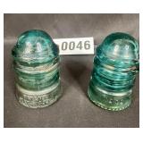 (2) sm green glass insulators Patent May 2, 1893