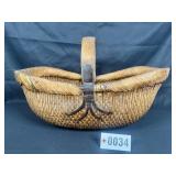 Primitive woven handled gathering basket 24" x