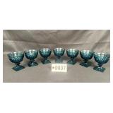 7pc blue pressed glass sherbet/dessert bowls