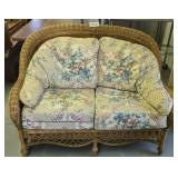 2-cushion wicker loveseat sofa with cushions