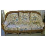 Large 3-cushion wicker sofa wit hcushions