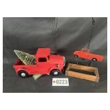 Primitive metal Christmas tree truck and hanging