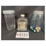 3 pcs - empty Ball jar (1), Ball jar with marbles