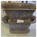 (2) antique metal urns