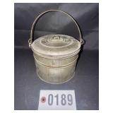 Antique galvanized metal bucket with bail handle