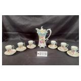 RS Prussia rose & blue tint 9"tankard water set