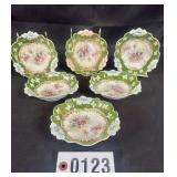 RS Prussia green border floral 5.7" berry bowl