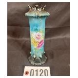 RS Prussia 9" blue shaded floral spill/bud vase