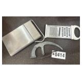 3pcs kitchen prep tools: box grater, herb chopper
