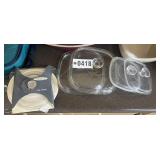 (6) ribbed glass lids for casserole dishes: (2)