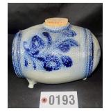 Antique salt glaze stoneware barrel jug with
