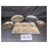 5 pc cookware - aluminum pie pans, enamel and