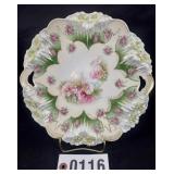 RS Prussia molded rose & scroll handled cake 11"