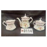 RS Prussia floral swag tea set 4" teapot, 3"