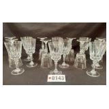 Set of 12 cut glass stemware goblets