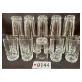 Set of 12 heavy pressed glass tumblers, bar
