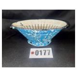 Blue and white 11" graniteware colander