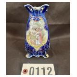 Antique 7" Majolica style vase